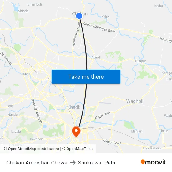 Chakan Ambethan Chowk to Shukrawar Peth map