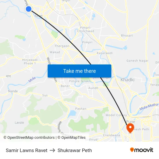 Samir Lawns Ravet to Shukrawar Peth map