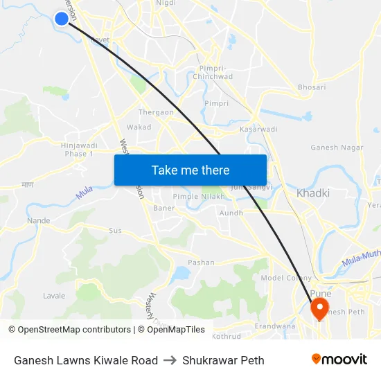 Ganesh Lawns Kiwale Road to Shukrawar Peth map