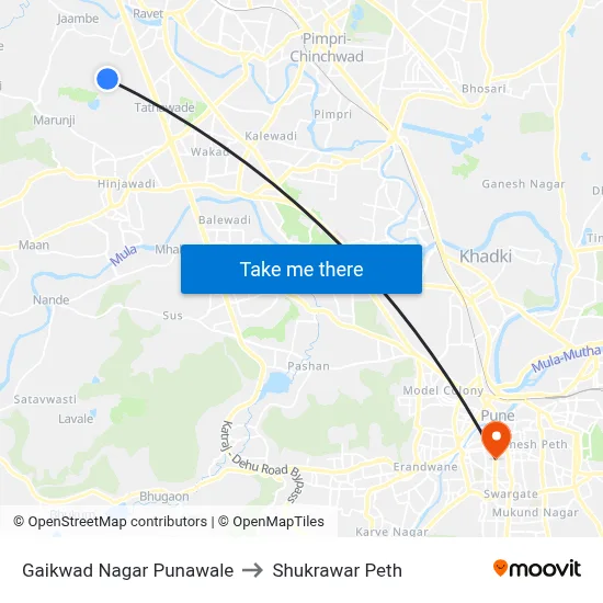 Gaikwad Nagar Punawale to Shukrawar Peth map