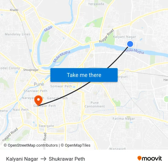 Kalyani Nagar to Shukrawar Peth map