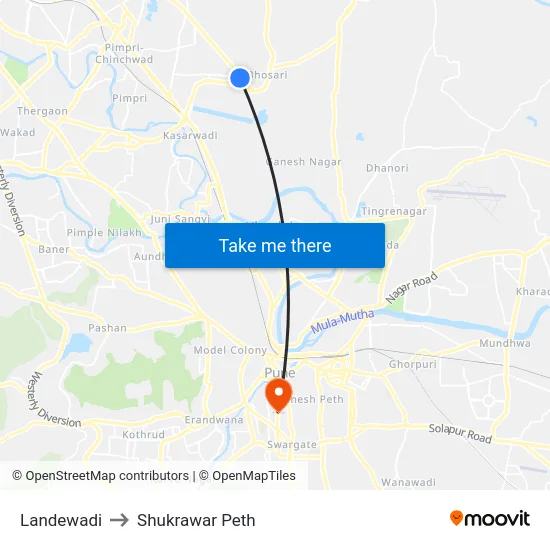 Landewadi to Shukrawar Peth map