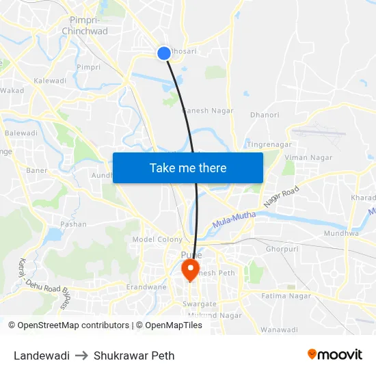 Landewadi to Shukrawar Peth map