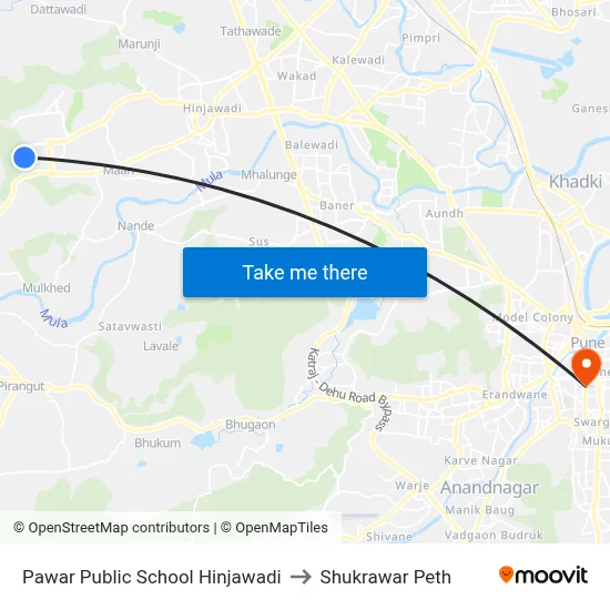 Pawar Public School Hinjawadi to Shukrawar Peth map