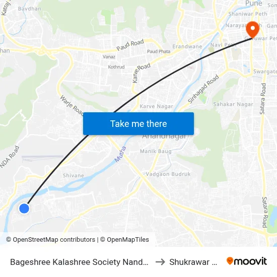 Bageshree Kalashree Society Nanded City to Shukrawar Peth map