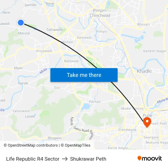 Life Republic R4 Sector to Shukrawar Peth map
