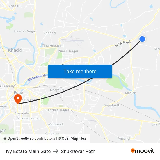 Ivy Estate Main Gate to Shukrawar Peth map