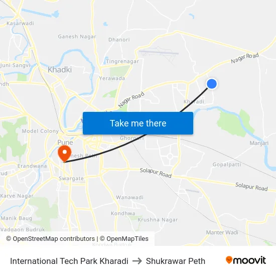 International Tech Park Kharadi to Shukrawar Peth map