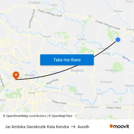 Jai Ambika Sanskrutik Kala Kendra to Aundh map