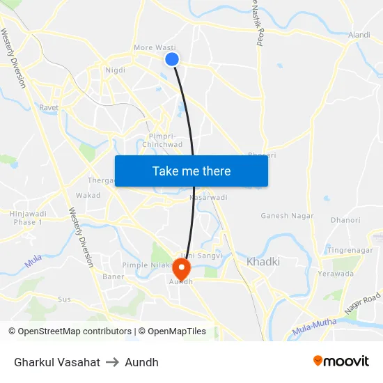 Gharkul Vasahat to Aundh map