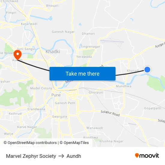 Marvel Zephyr Society to Aundh map