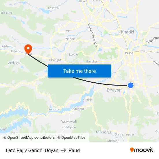 Late Rajiv Gandhi Udyan to Paud map