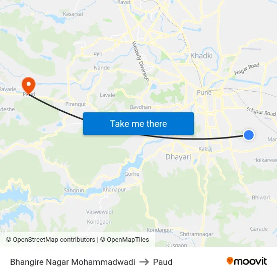 Bhangire Nagar Mohammadwadi to Paud map