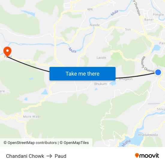 Chandani Chowk to Paud map
