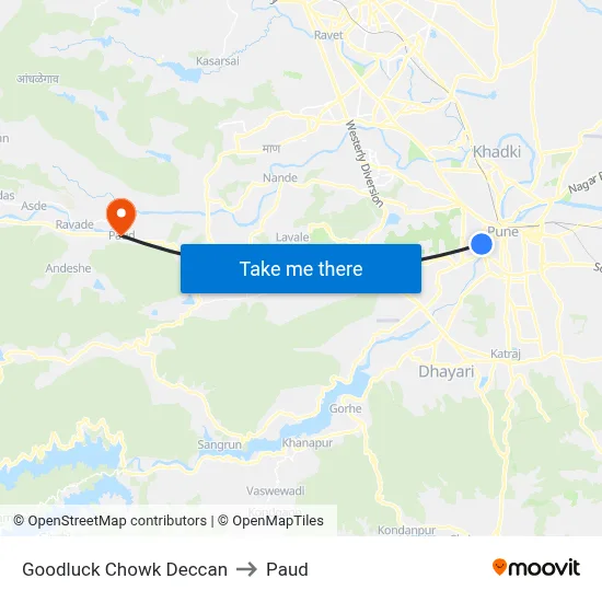 Goodluck Chowk Deccan to Paud map