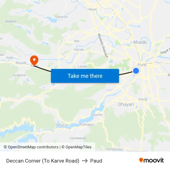 Deccan Corner (To Karve Road) to Paud map