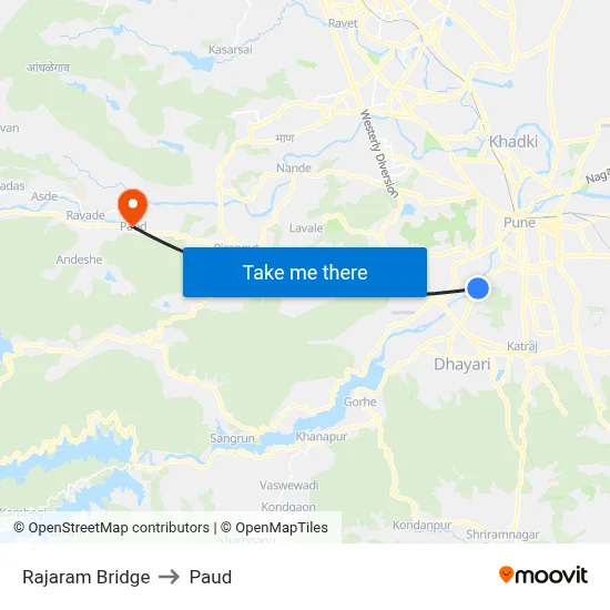 Rajaram Bridge to Paud map