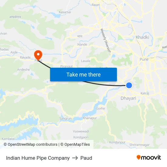 Indian Hume Pipe Company to Paud map