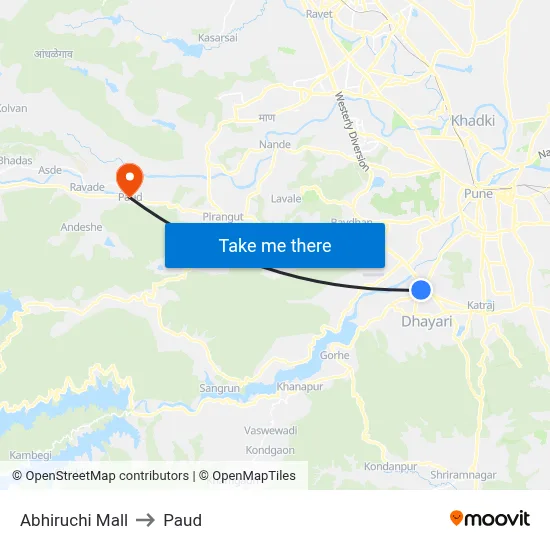 Abhiruchi Mall to Paud map
