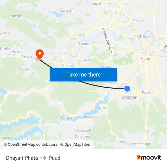 Dhayari Phata to Paud map
