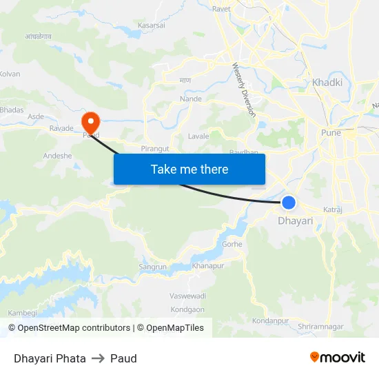 Dhayari Phata to Paud map