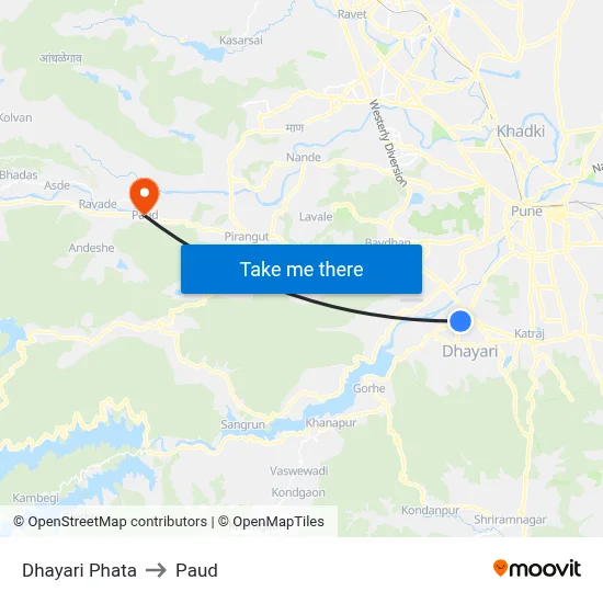 Dhayari Phata to Paud map