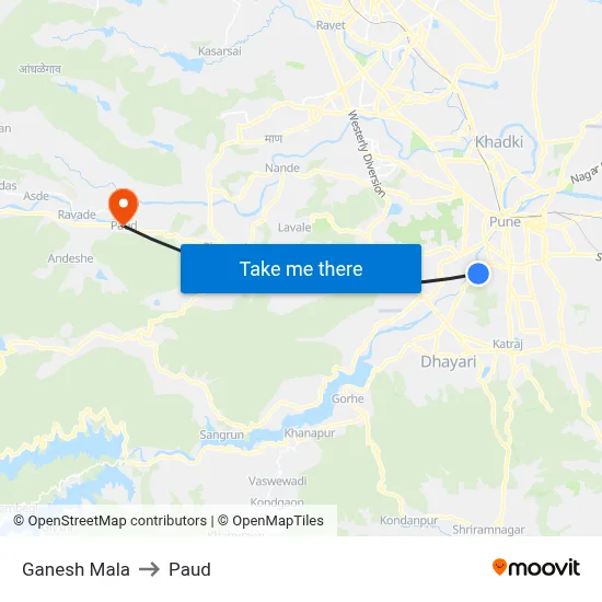 Ganesh Mala to Paud map