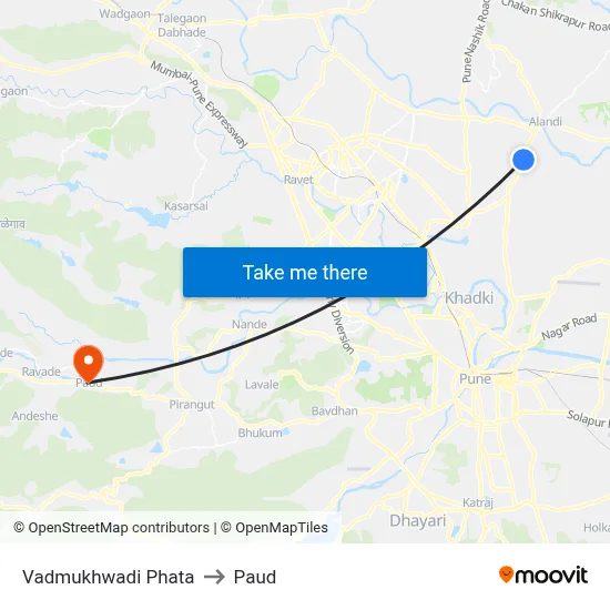 Vadmukhwadi Phata to Paud map