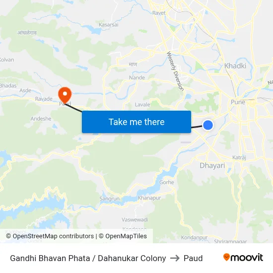 Gandhi Bhavan Phata / Dahanukar Colony to Paud map