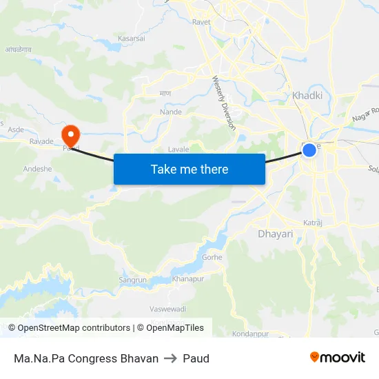 Ma.Na.Pa Congress Bhavan to Paud map