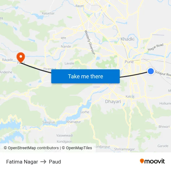 Fatima Nagar to Paud map