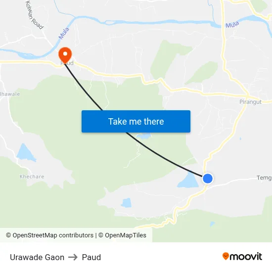 Urawade Gaon to Paud map