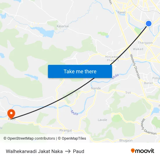 Walhekarwadi Jakat Naka to Paud map
