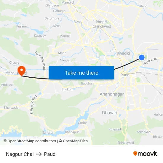 Nagpur Chal to Paud map