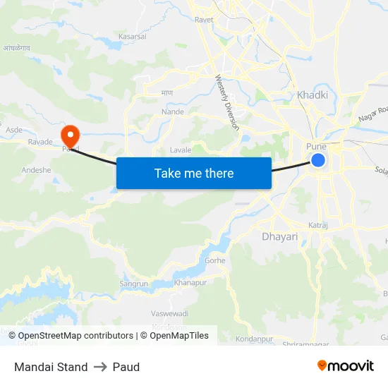 Mandai Stand to Paud map