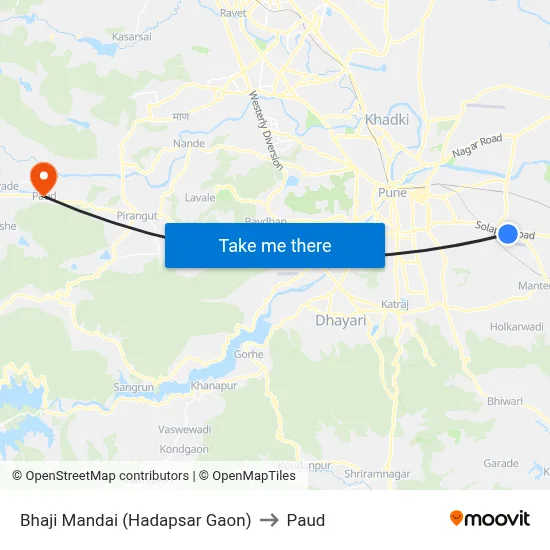 Bhaji Mandai (Hadapsar Gaon) to Paud map