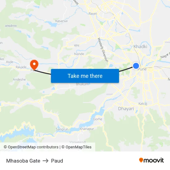 Mhasoba Gate to Paud map