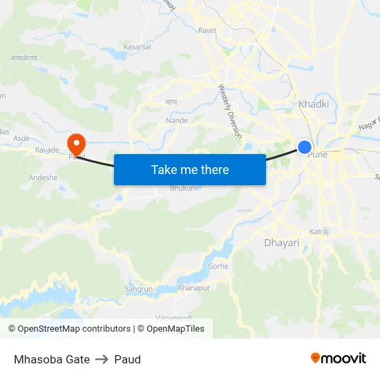 Mhasoba Gate to Paud map