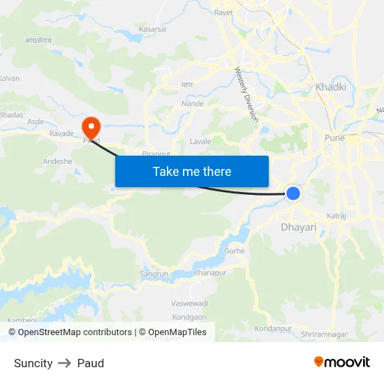 Suncity to Paud map