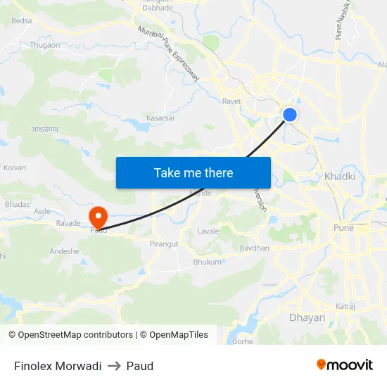 Finolex Morwadi to Paud map