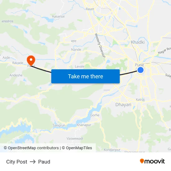 City Post to Paud map