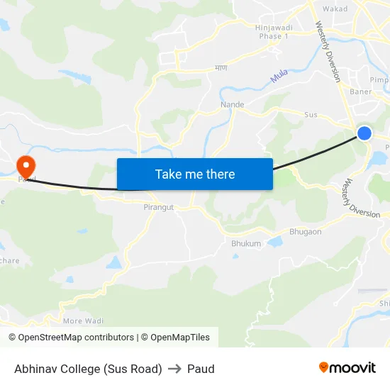 Abhinav College (Sus Road) to Paud map
