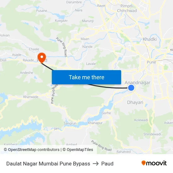 Daulat Nagar Mumbai Pune Bypass to Paud map