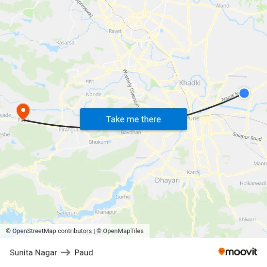 Sunita Nagar to Paud map