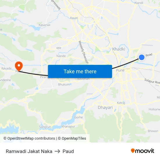 Ramwadi Jakat Naka to Paud map
