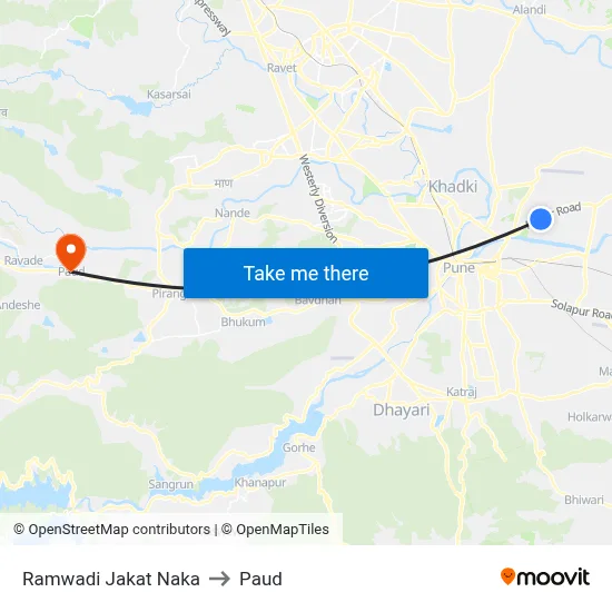 Ramwadi Jakat Naka to Paud map