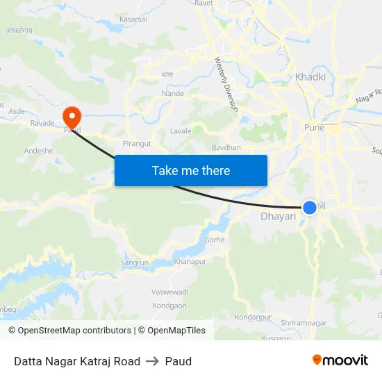 Datta Nagar Katraj Road to Paud map