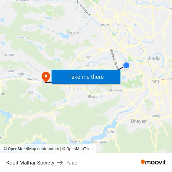 Kapil Malhar Society to Paud map