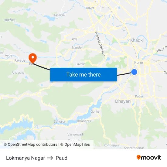 Lokmanya Nagar to Paud map