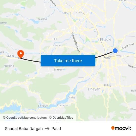 Shadal Baba Dargah to Paud map